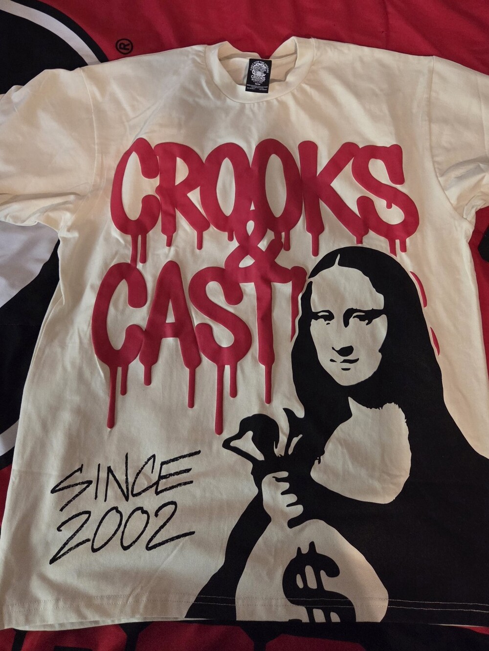 Crooks & Castles White Graphic Tee - Red & Black Print